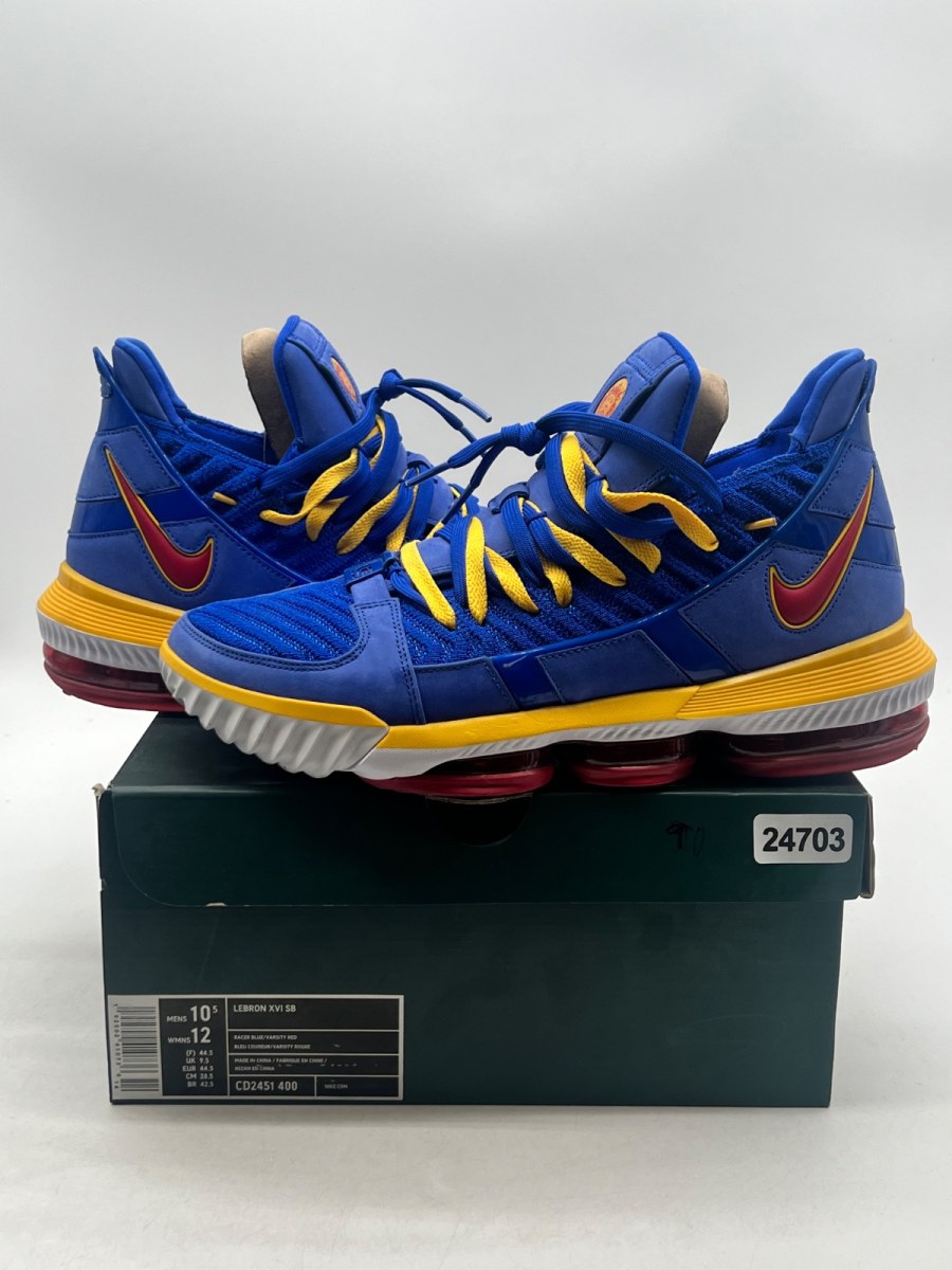 Nike LeBron 16 Superman SuperBron Blue 10.5 (Lightly Worn Pre-Owned)NikeRacer Blue/Varsity Red-Varsity Maize - Image 1