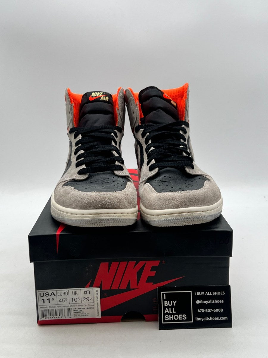 Jordan 1 Retro High Neutral Grey Hyper Crimson 11.5 (Moderately Worn Pre-Owned) - Image 2