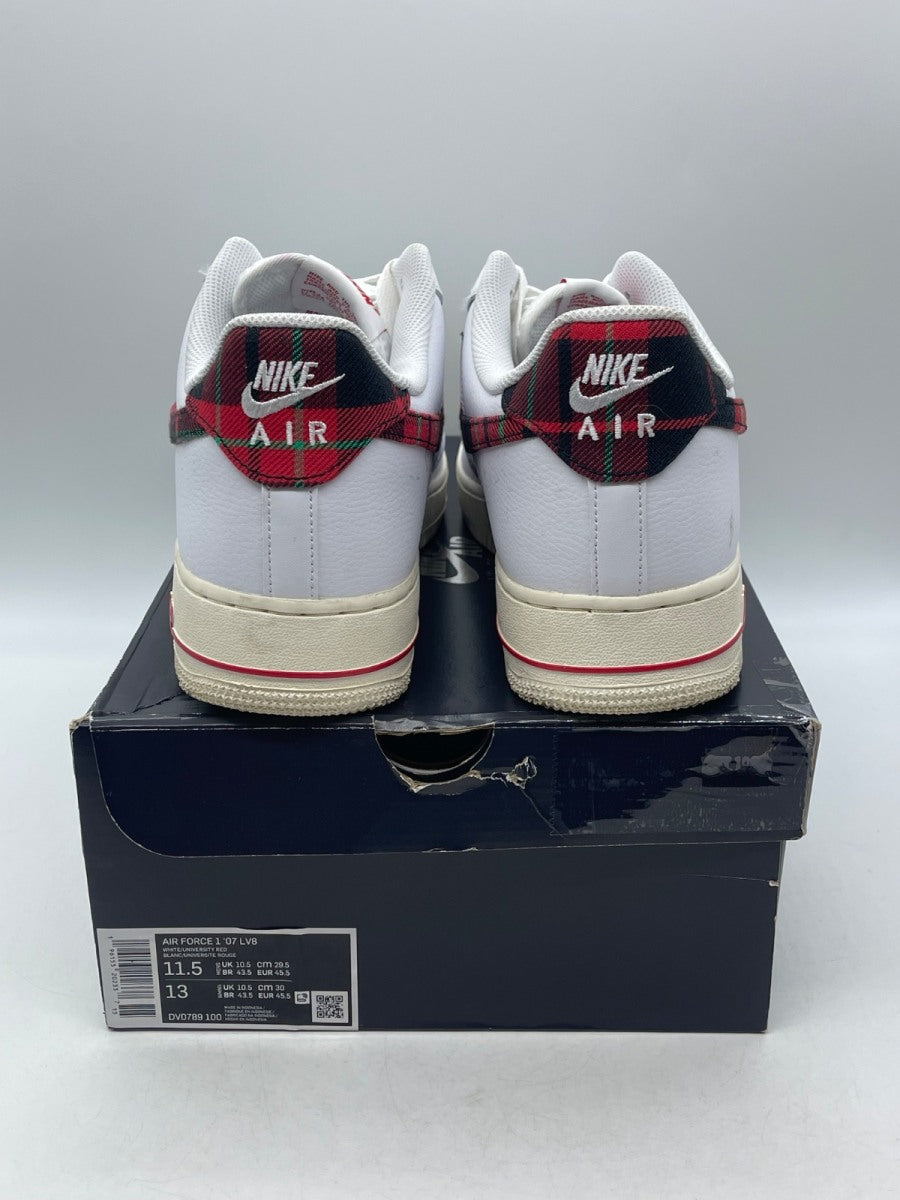 Nike Air Force 1 Low '07 LV8 Tartan Plaid White University Red 11.5 (Moderately Worn Pre-Owned)NikeWhite/Stadium Green/Pale Ivory/University Red - Image 3