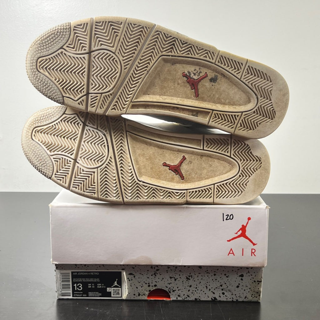 Jordan 4 Retro White Oreo (2021) 13 (Heavily Worn Pre-Owned)JordanWhite/Tech Grey-Black-Fire Red - Image 6