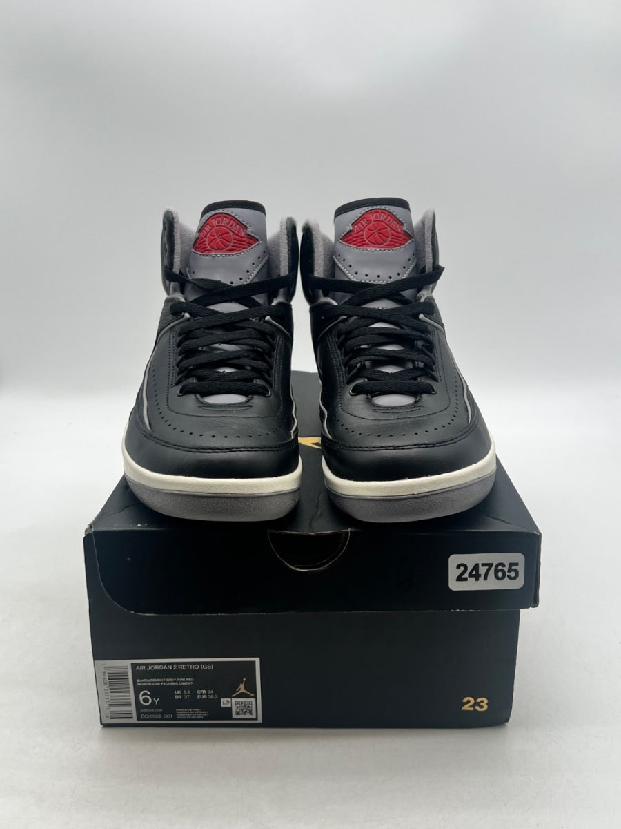 Jordan 2 Retro Black Cement (GS) 6Y (Lightly Worn Pre-Owned)JordanBlack/Fire Red/Sail/Cement Grey - Image 2