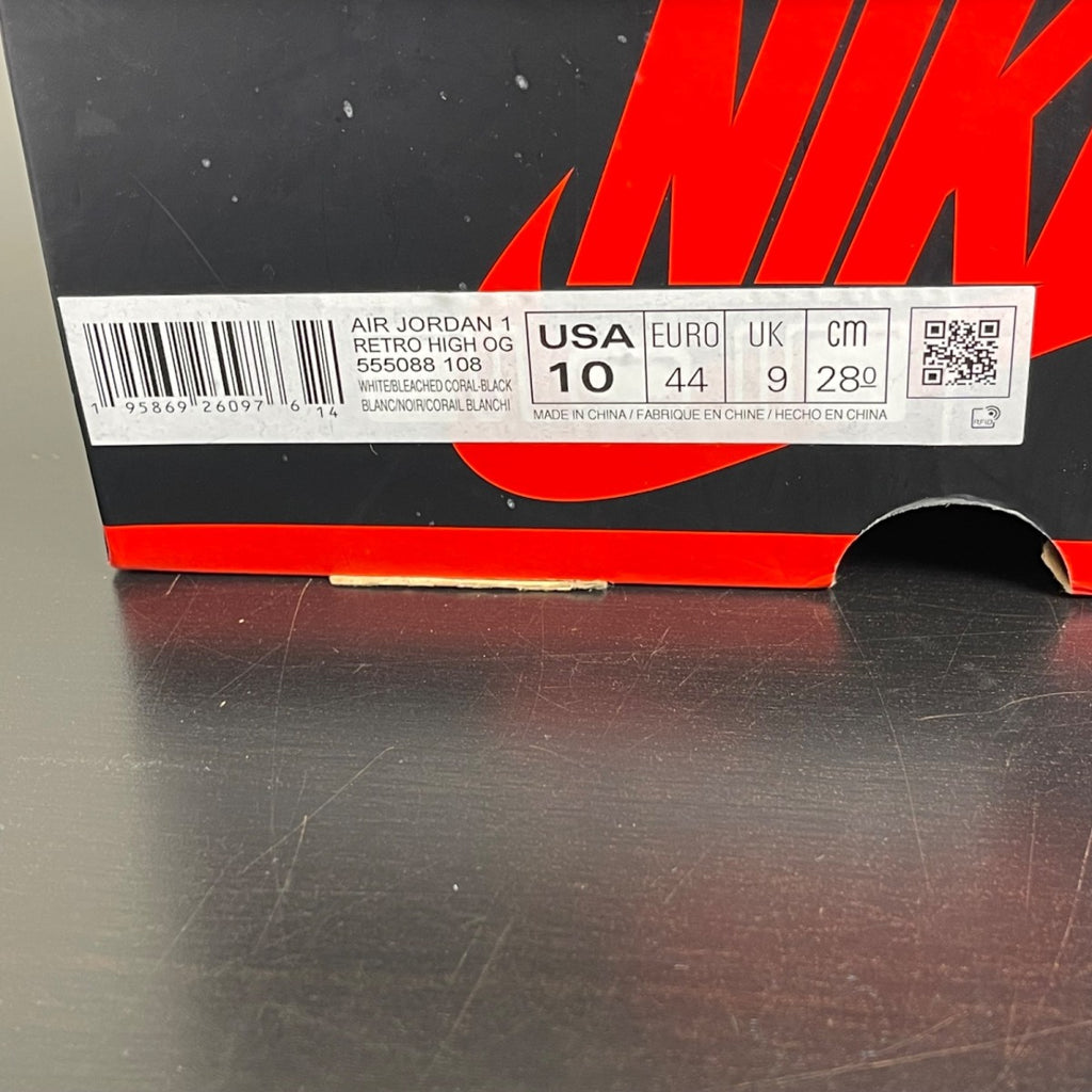 Jordan 1 Retro High OG Bleached Coral 10 (Moderately Worn Pre-Owned)JordanWhite/Black/Grey Fog/Bleached Coral - Image 7