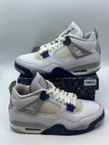 Jordan 4 Retro Midnight Navy 9.5 (Moderately Worn Pre-Owned)JordanWhite/Midnight Navy/Light Smoke Grey-Fire Red - Image 1