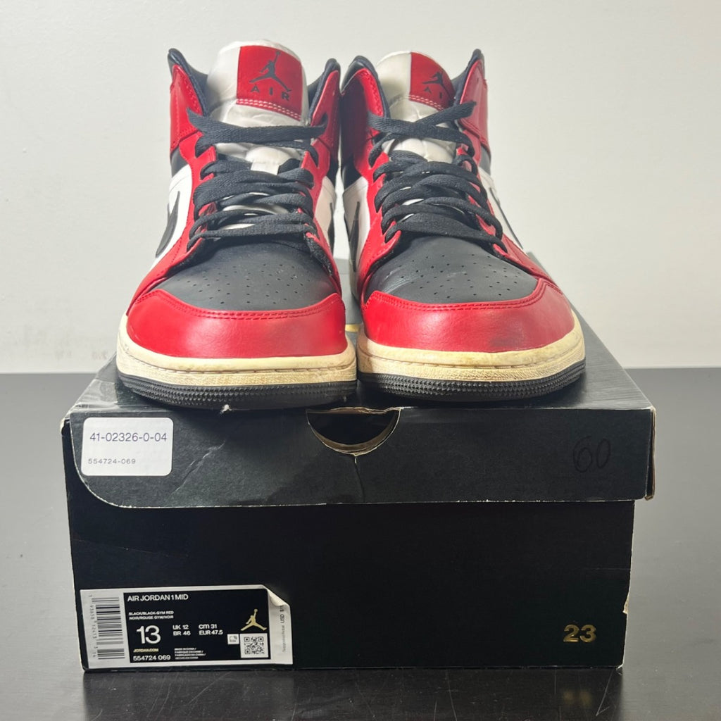 Jordan 1 Mid Chicago Toe 13 (Moderately Worn Pre-Owned)JordanBlack/Gym Red-White - Image 2