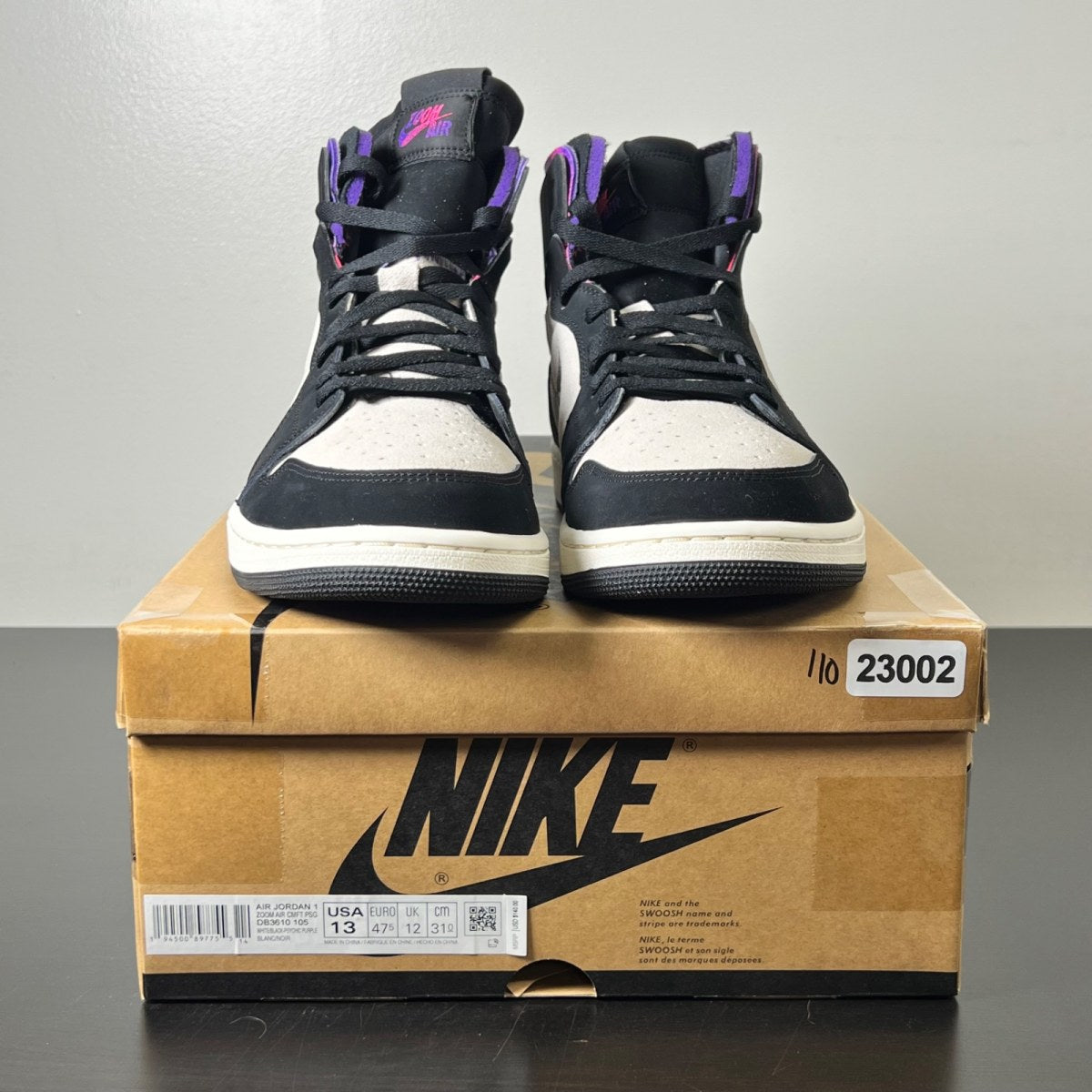 Jordan 1 High Zoom Air CMFT PSG Paris Saint-Germain 13 (Lightly Worn Pre-Owned)JordanWhite/Black-Psychic Purple-Hyper Pink - Image 2