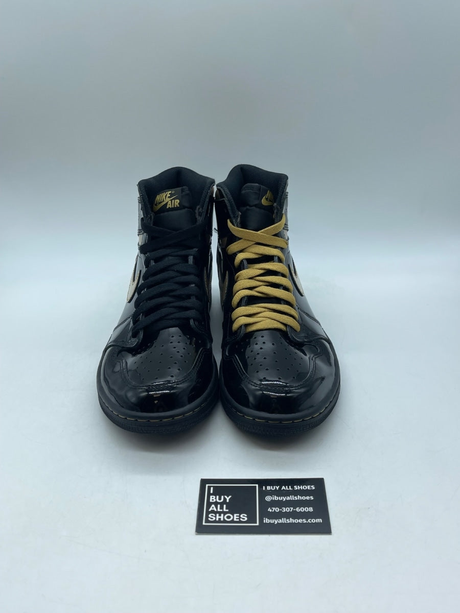 Jordan 1 Retro High Black Metallic Gold (2020) 9 (Moderately Worn Pre-Owned) - Image 2