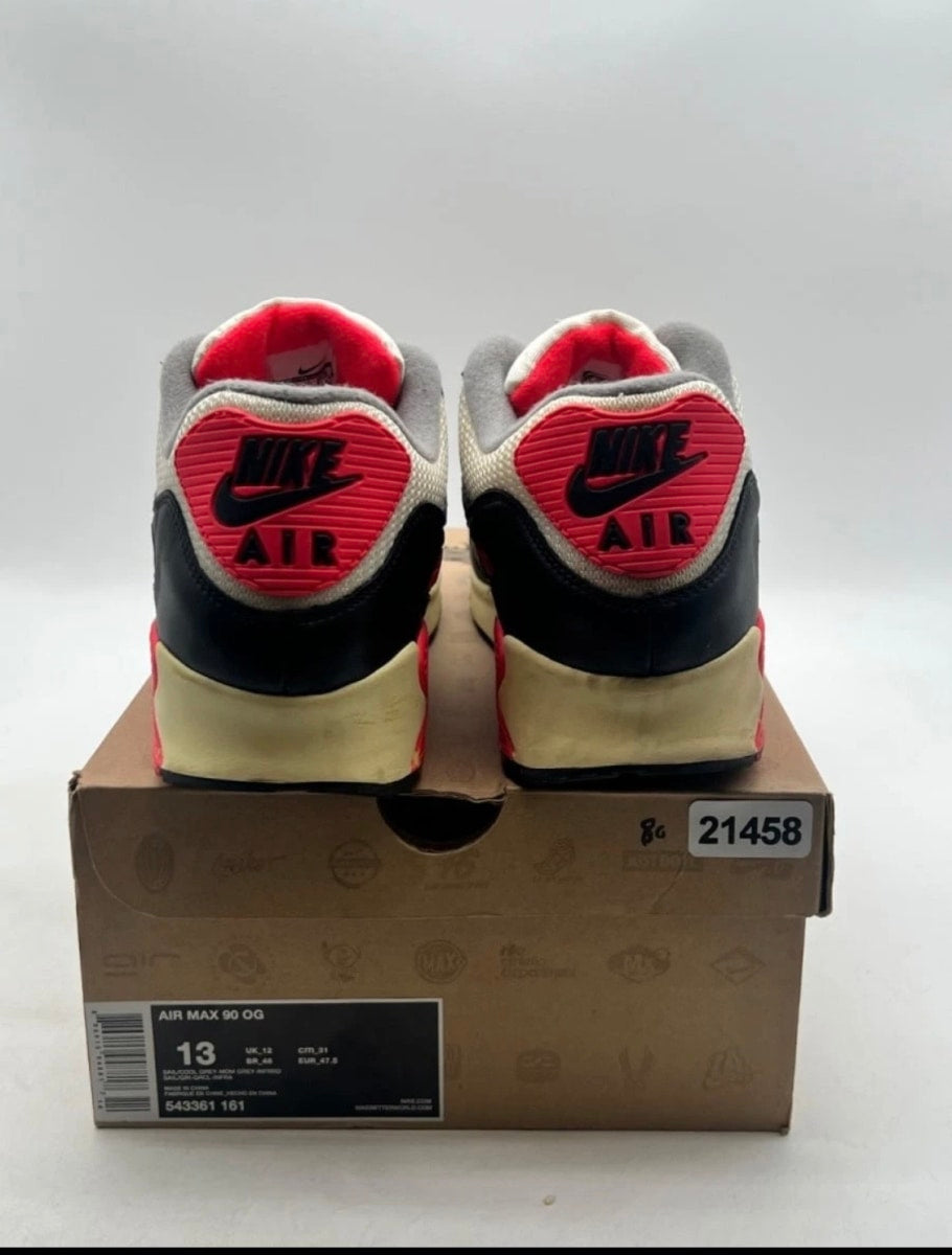 Nike Air Max 90 Infrared Vintage (2013) 13 (Moderately Worn Pre-Owned)NikeSail/Cool Grey-Medium Grey-Infrared - Image 3