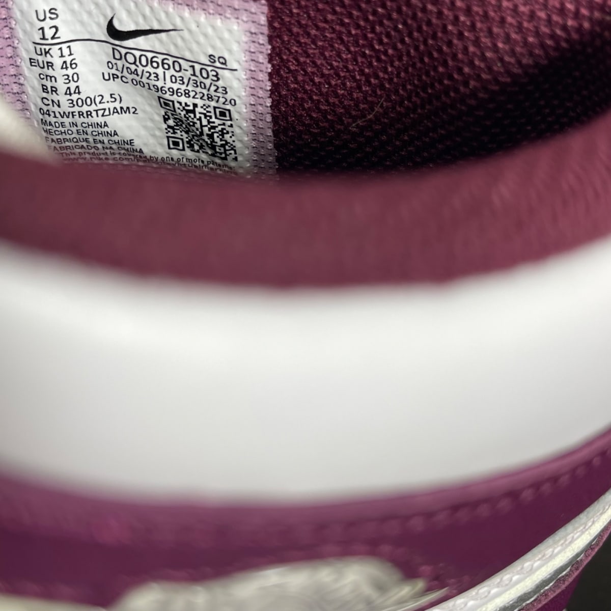 Jordan 1 Retro High Golf Bordeaux 12 (Moderately Worn Pre-Owned)JordanWhite/Bordeaux-Metallic Silver - Image 6