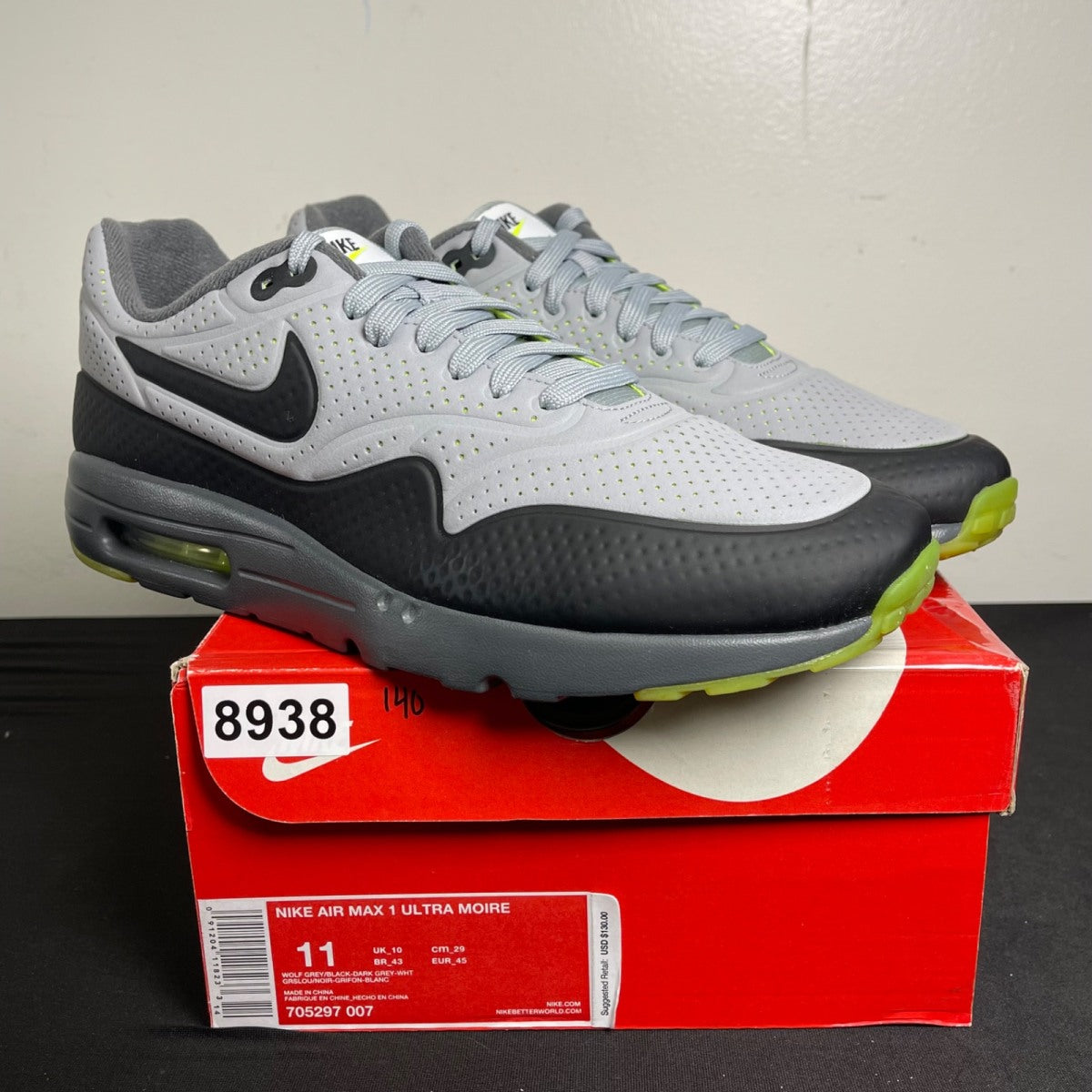 Nike Air Max 1 Ultra Moire Wolf Grey Volt (Size 11) - Image 1