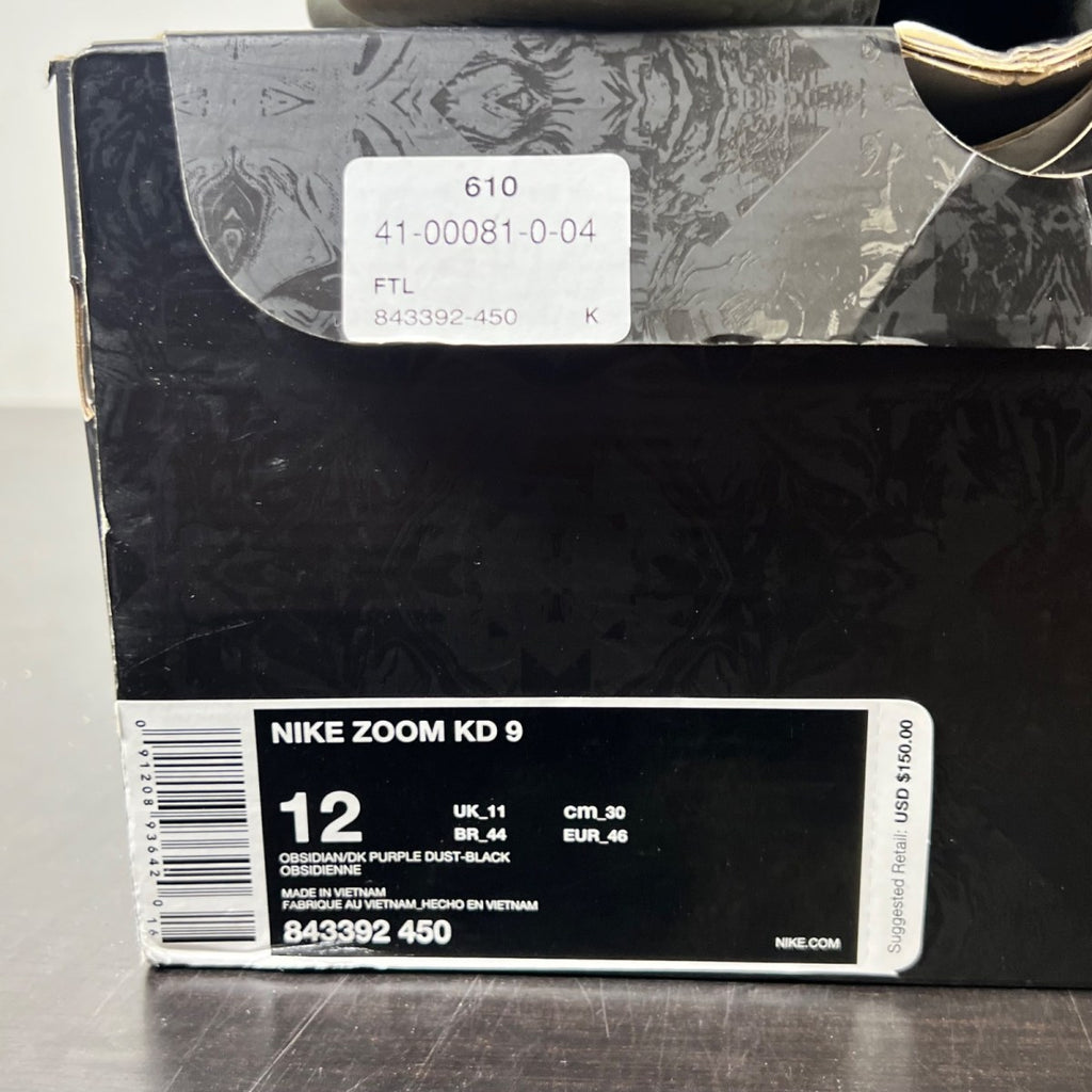 Nike KD 9 Court Ready 12 (Heavily Worn Pre-Owned)NikeObsidian/Dark Purple Dust-Black - Image 5