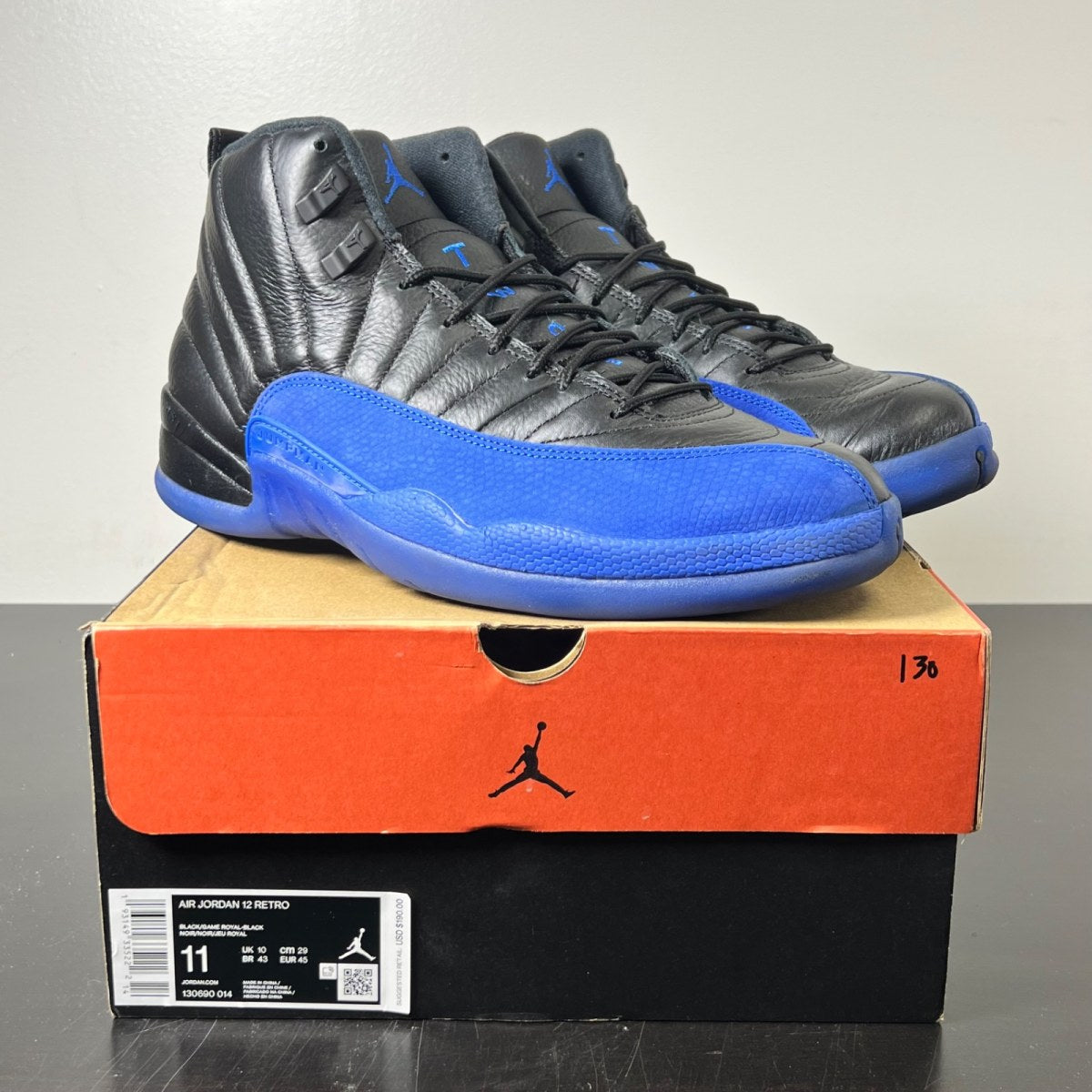 Jordan 12 Retro Black Game Royal 11 (Moderately Worn Pre-Owned)JordanBlack/Game Royal-Black - Image 1