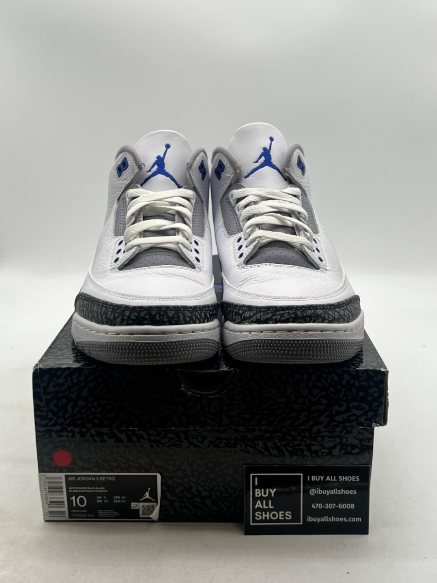 Jordan 3 Retro Racer Blue 10 (Lightly Worn Pre-Owned) - Image 2