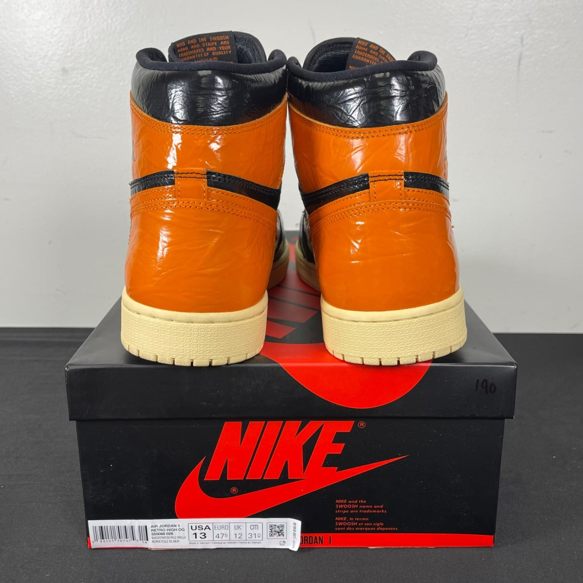 Jordan 1 Retro High Shattered Backboard 3.0 13 (Moderately Worn Pre-Owned)JordanBlack/Pale Vanilla-Starfish - Image 4