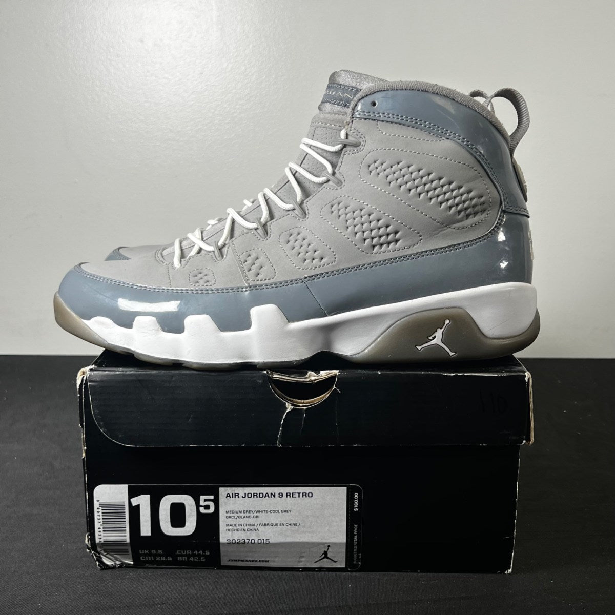 Jordan 9 Retro Cool Grey (2012) 10.5 (Moderately Worn Pre-Owned)JordanMedium Grey/White-Cool Grey - Image 3