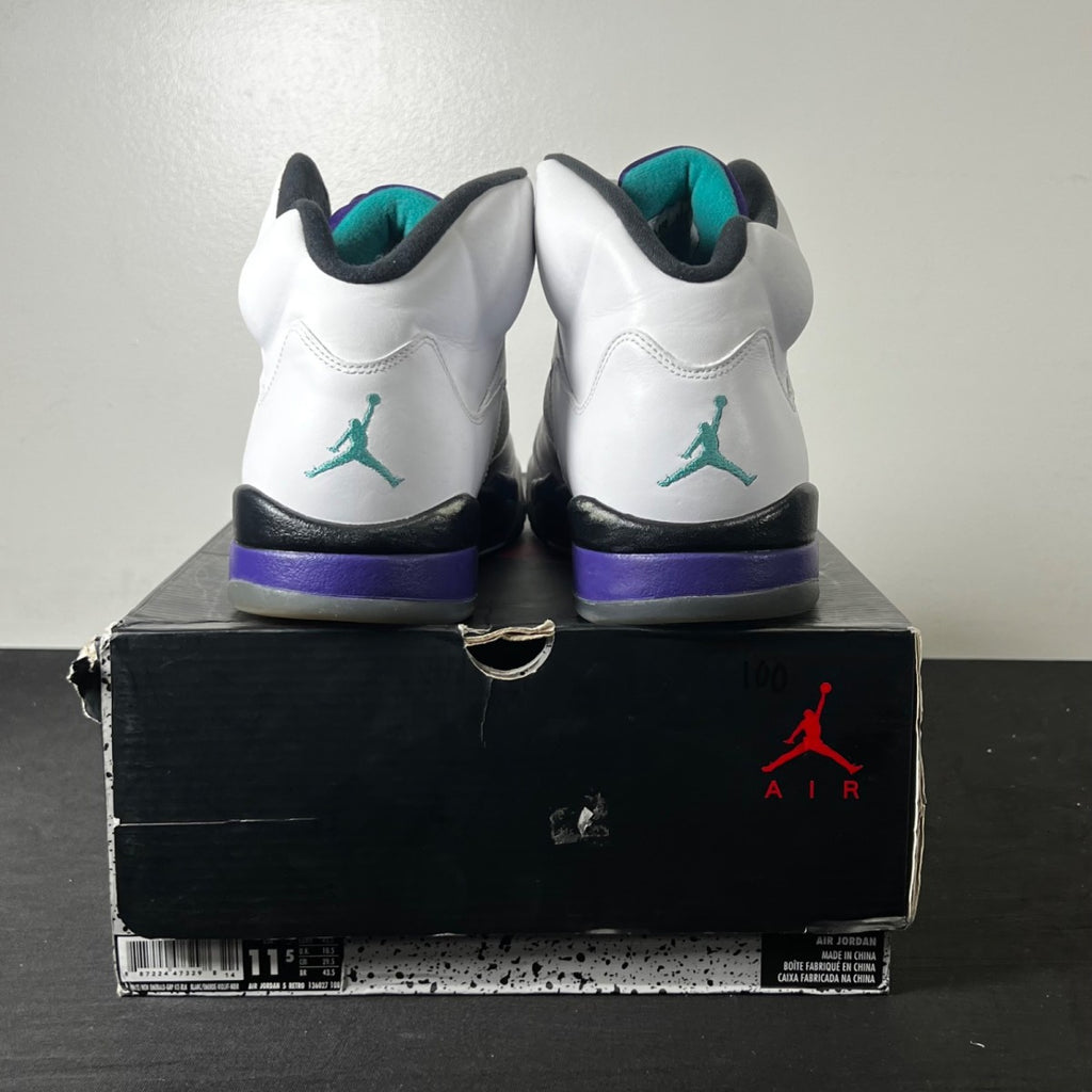 Jordan 5 Retro Grape (2013) 11.5 (Lightly Worn Pre-Owned)JordanWhite/Emerald-New Grape-Ice Blue - Image 4