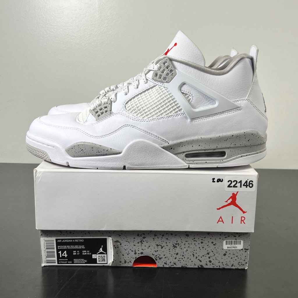 Jordan 4 Retro White Oreo (2021) 14 (Lightly Worn Pre-Owned)JordanWhite/Tech Grey-Black-Fire Red - Image 3