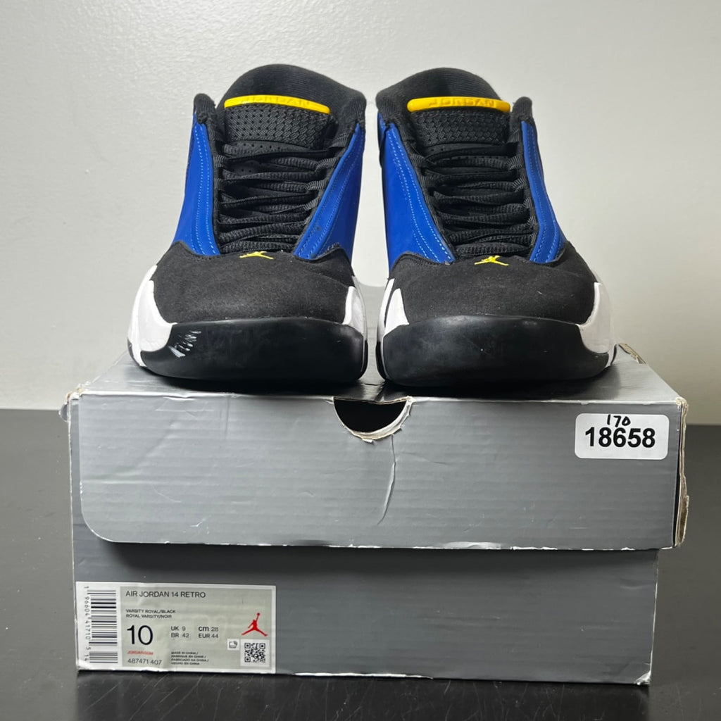 Jordan 14 Retro Laney (2023) 10 (Moderately Worn Pre-Owned)JordanVarsity Royal/Black-Varsity Maize-White - Image 2