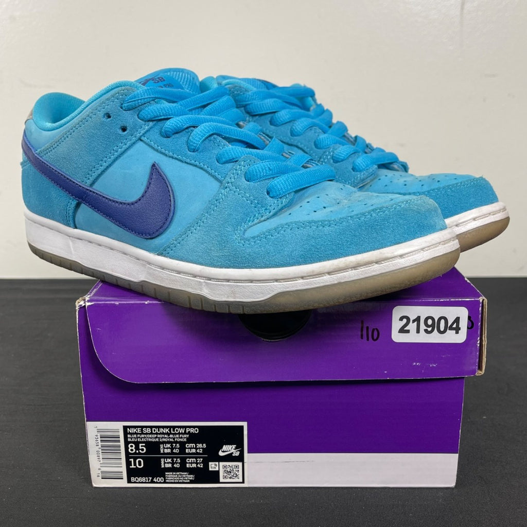 Nike SB Dunk Low Pro Blue Fury 8.5 (Moderately Worn Pre-Owned)NikeBlue Fury/Deep Royal-Blue Fury - Image 1