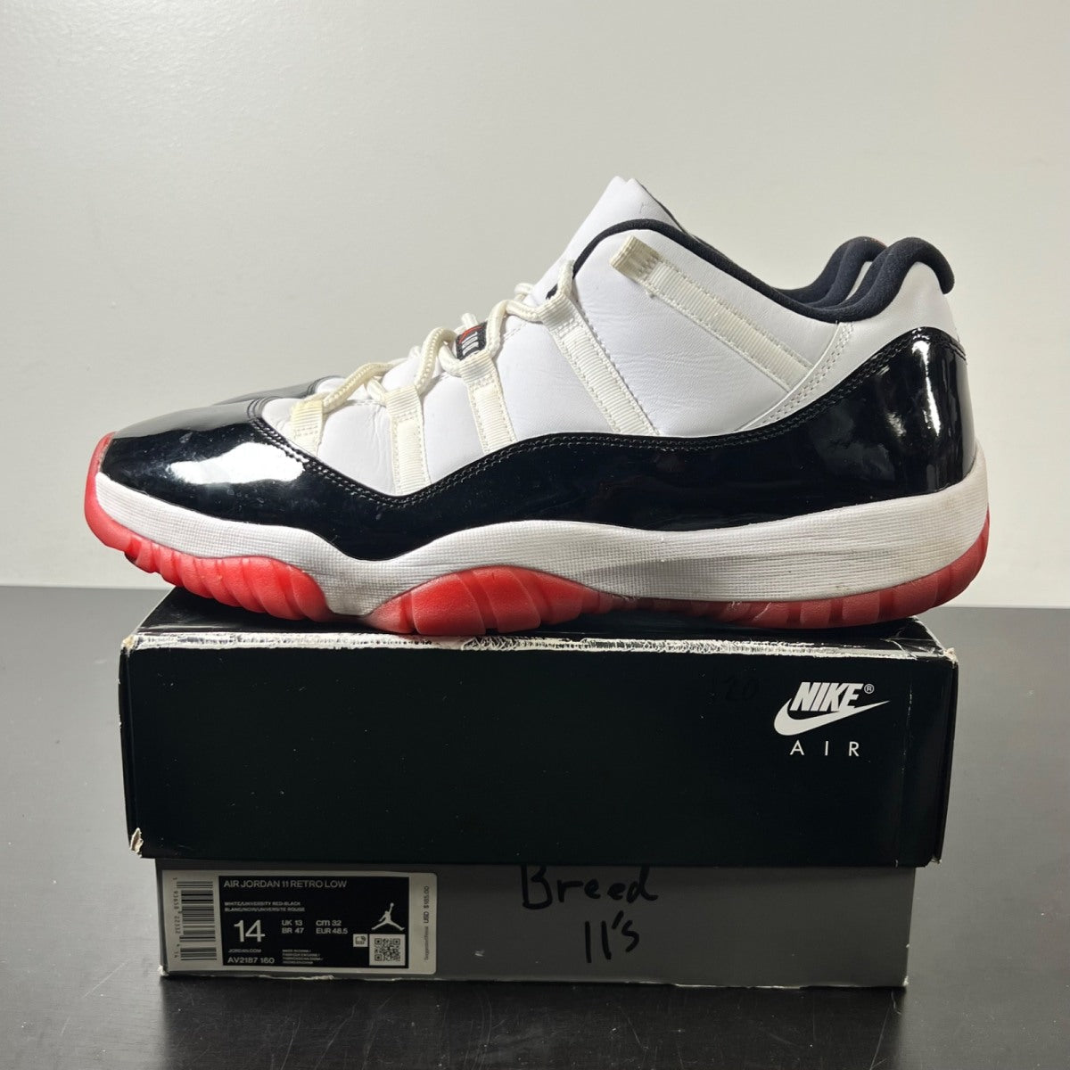 Jordan 11 Retro Low Concord Bred 14 (Moderately Worn Pre-Owned)JordanWhite/Gym Red-Black-True Red - Image 3
