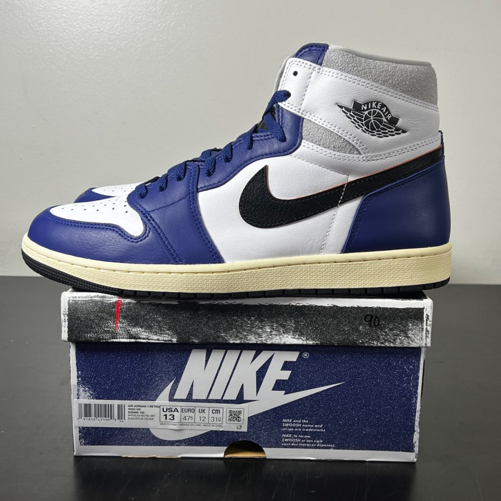 Jordan 1 Retro High OG Rare Air 13 (Lightly Worn Pre-Owned)JordanWhite/Black-Neutral Grey-Deep Royal Blue-Muslin - Image 3