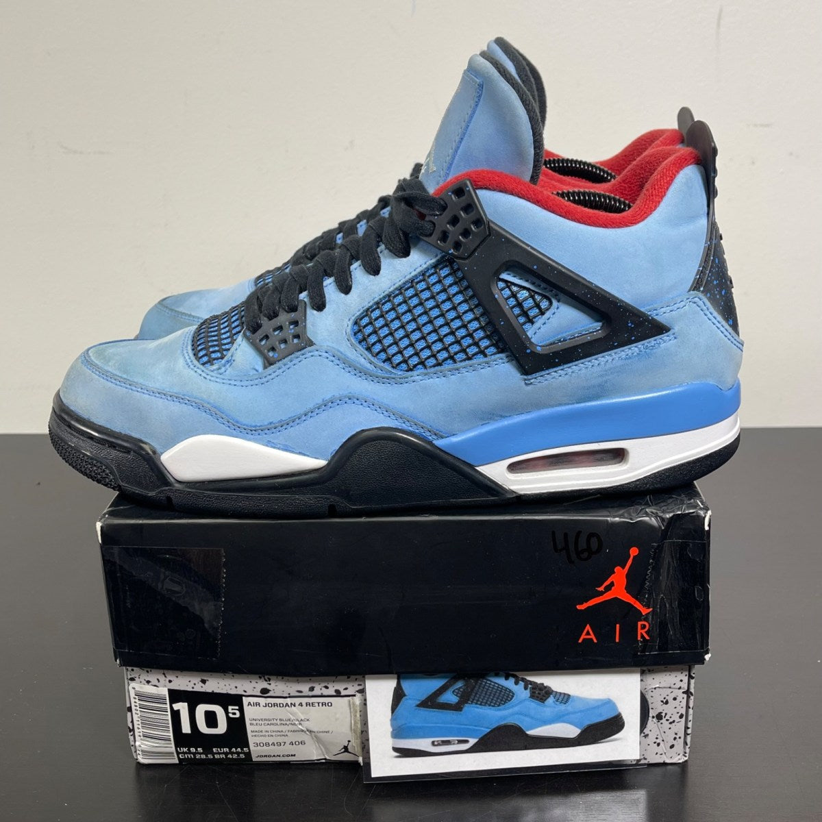 Jordan 4 Retro Travis Scott Cactus Jack 10.5 (Moderately Worn Pre-Owned)JordanUniversity Blue/Black-Varsity Red - Image 3
