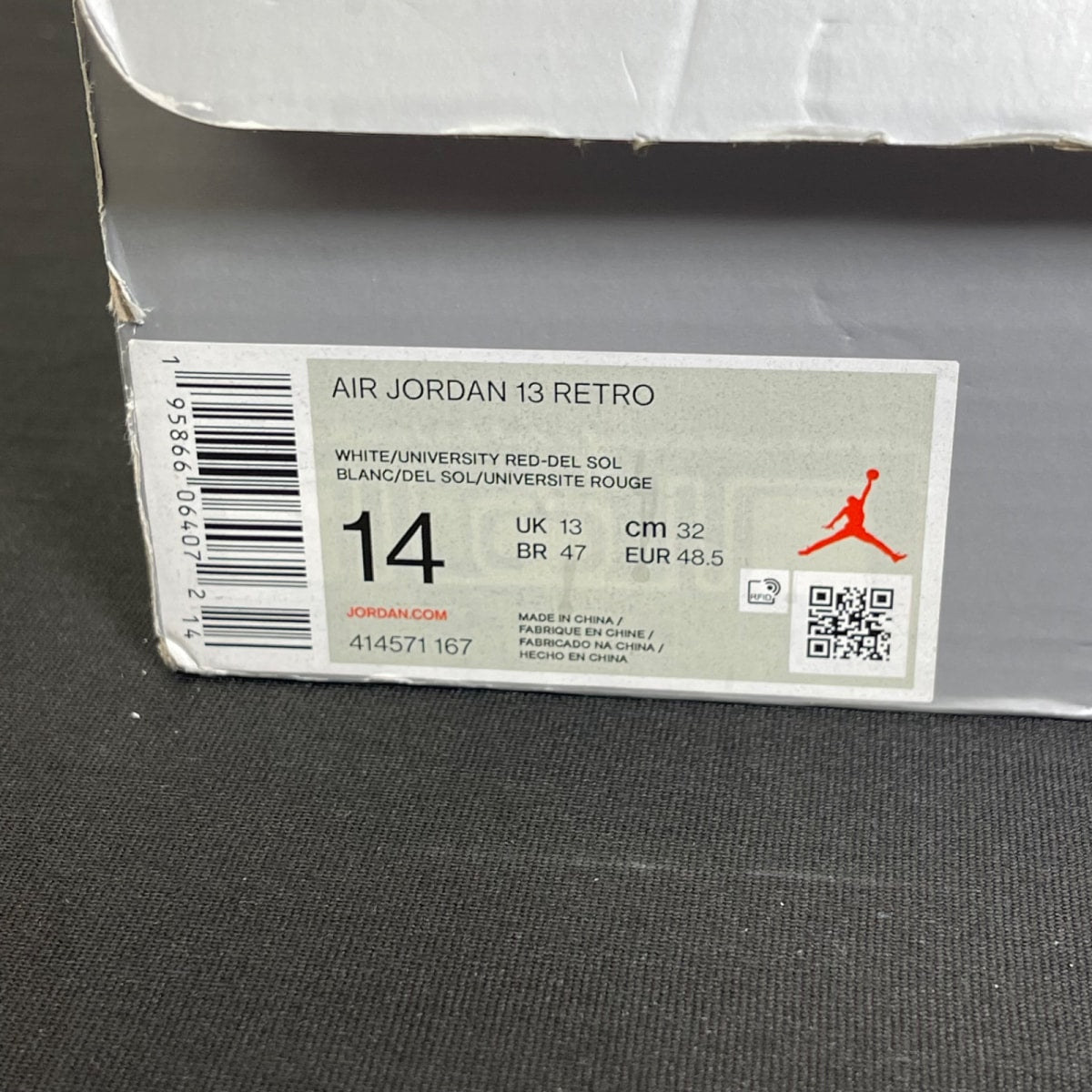 Jordan 13 Retro Del Sol 14 (Moderately Worn Pre-Owned)JordanWhite/University Red/Del Sol/Black - Image 7