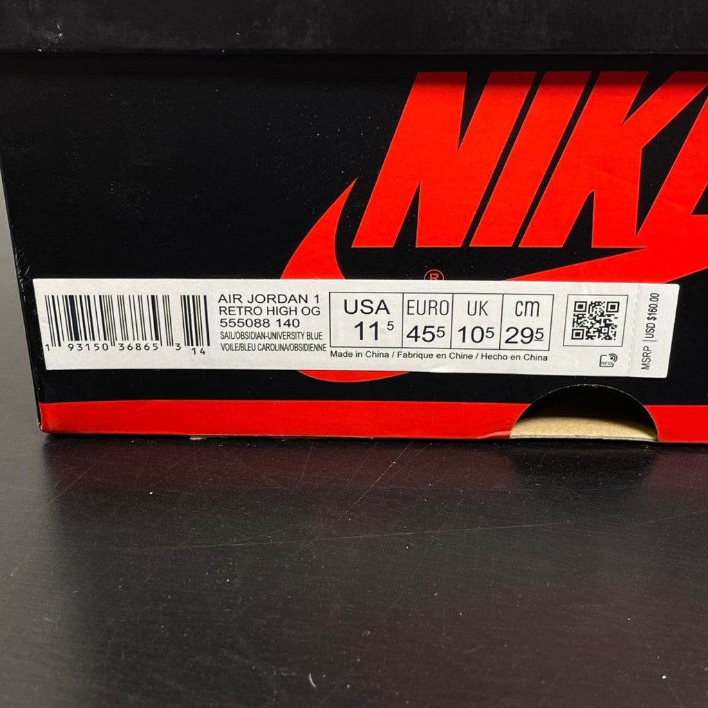 Jordan 1 Retro High Obsidian 11.5 (Moderately Worn Pre-Owned)JordanSail/Obsidian-University Blue - Image 7
