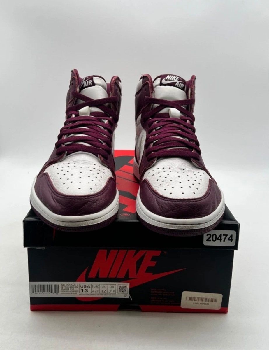 Jordan 1 Retro High OG Bordeaux 13 (Lightly Worn Pre-Owned)JordanBordeaux/White-Metallic Silver - Image 2