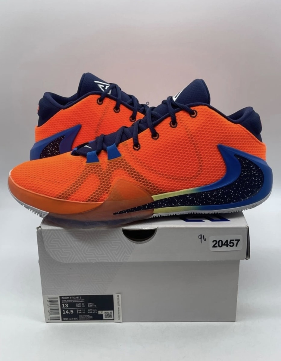 Nike Zoom Freak 1 Antetokounbros 13 (Lightly Worn Pre-Owned)NikeTotal Orange/Midnight Navy-White-Photo Blue - Image 1