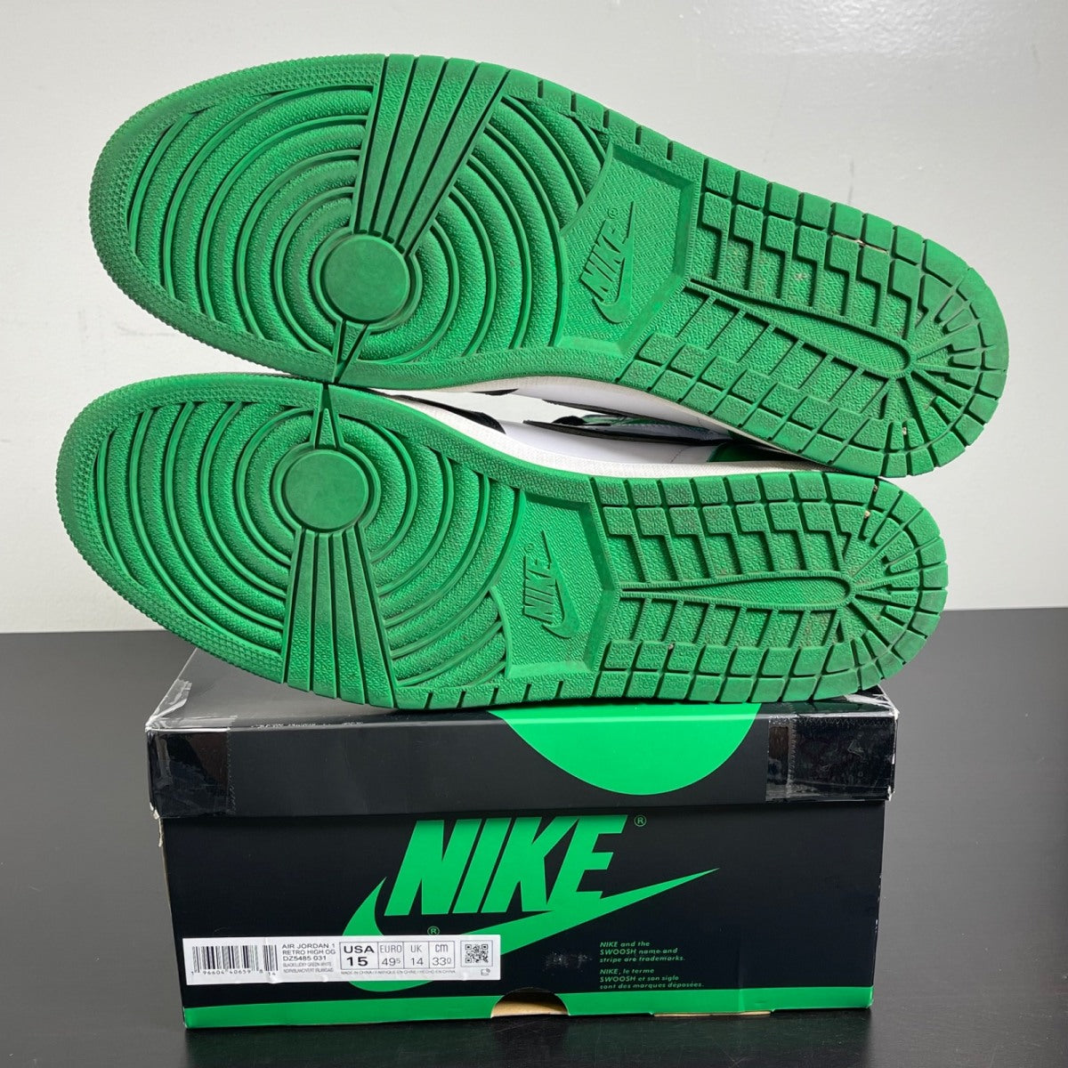 Jordan 1 Retro High OG Lucky Green 15 (Moderately Worn Pre-Owned)JordanBlack/Lucky Green-White - Image 5