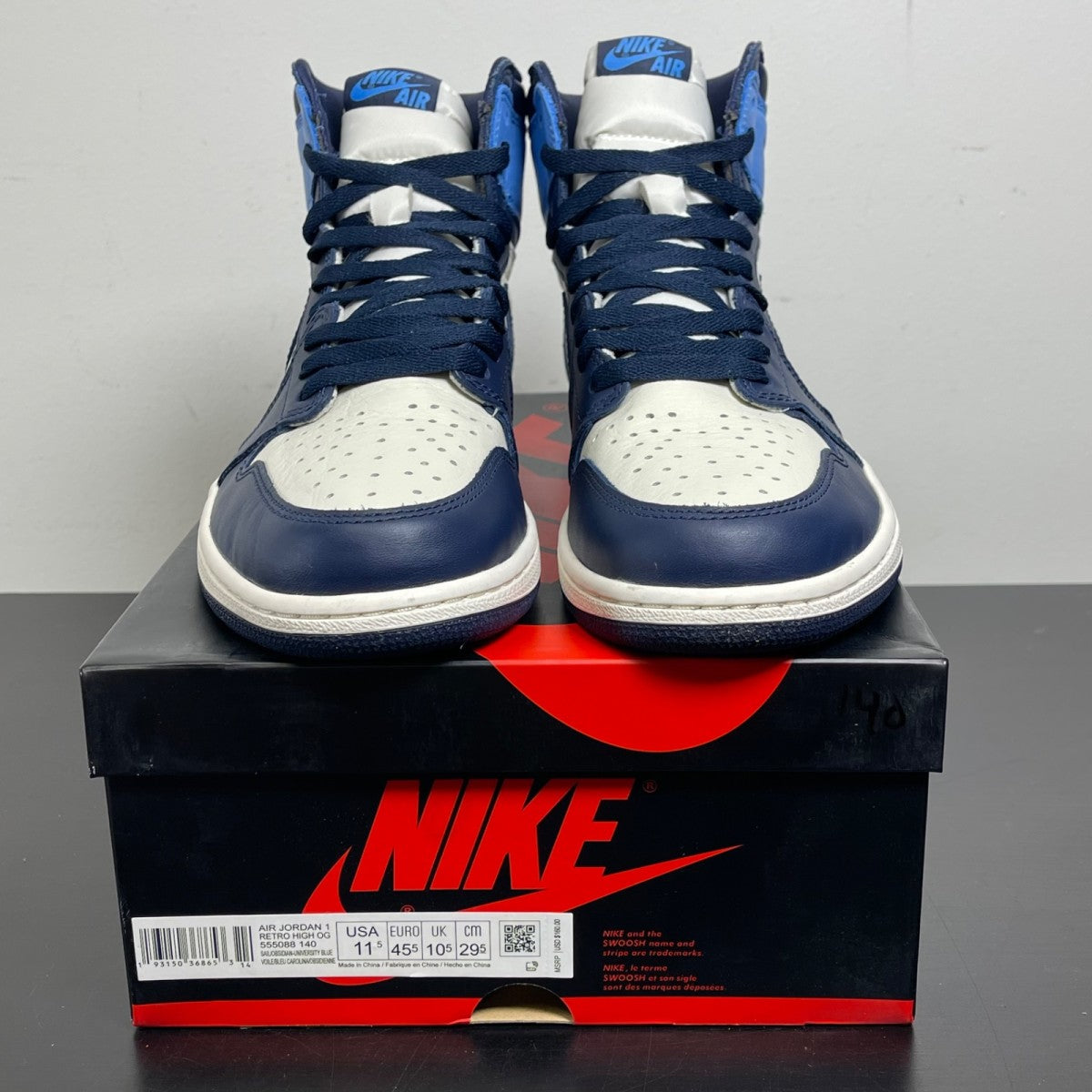 Jordan 1 Retro High Obsidian 11.5 (Moderately Worn Pre-Owned)JordanSail/Obsidian-University Blue - Image 2