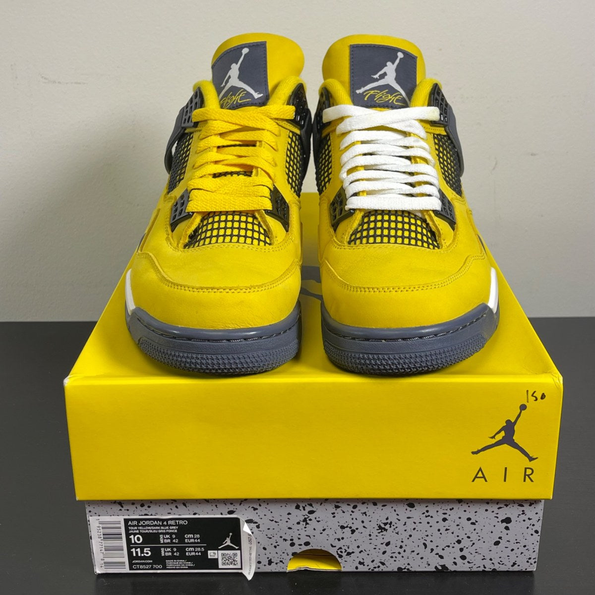 Jordan 4 Retro Lightning (2021) 10 (Moderately Worn Pre-Owned)JordanTour Yellow/White-Dark Blue Grey - Image 2