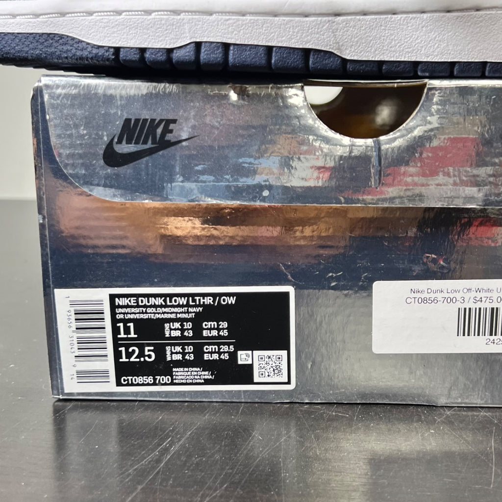 Nike Dunk Low Off-White University Gold 11 (Lightly Worn Pre-Owned)NikeUniversity Gold/Midnight Navy-White - Image 4