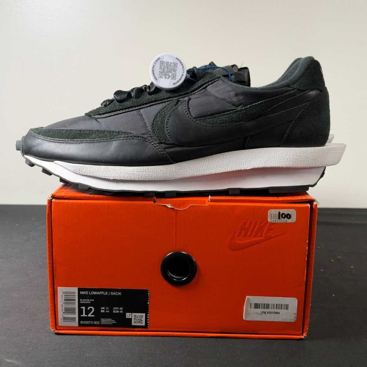 Nike LD Waffle sacai Black Nylon (Size 12) - Image 3