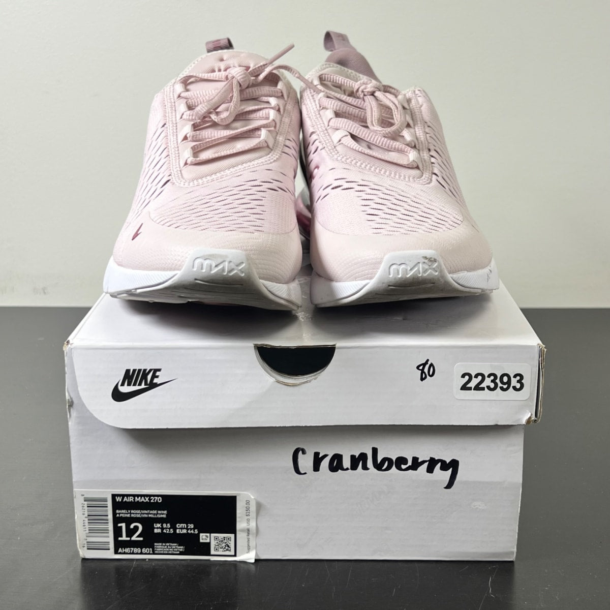 Nike Air Max 270 Barely Rose (Women's) 12W (Lightly Worn Pre-Owned)NikeBarely Rose/Vintage Wine-Elemental Rose - Image 2