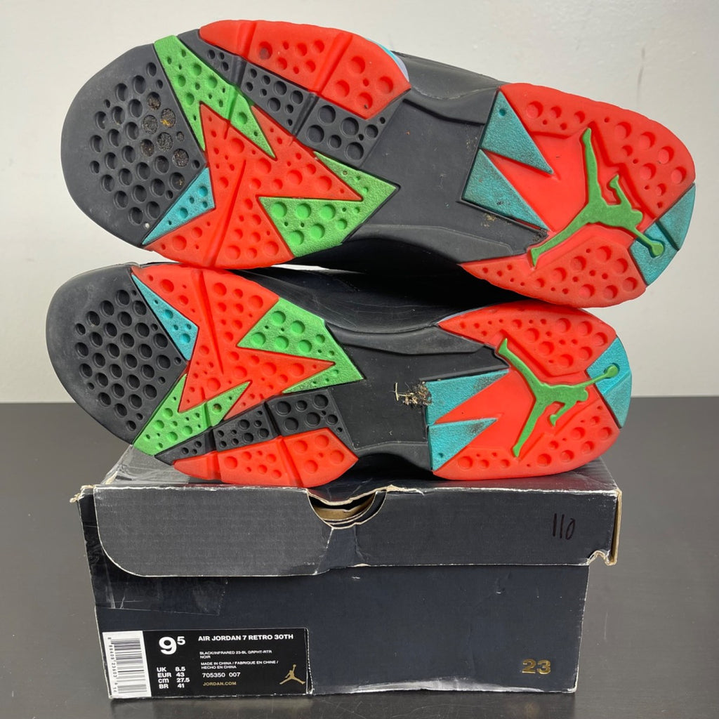 Jordan 7 Retro Barcelona Nights 9.5 (Moderately Worn Pre-Owned)JordanBlack/Blue Graphite-Retro-Infrared 23 - Image 5