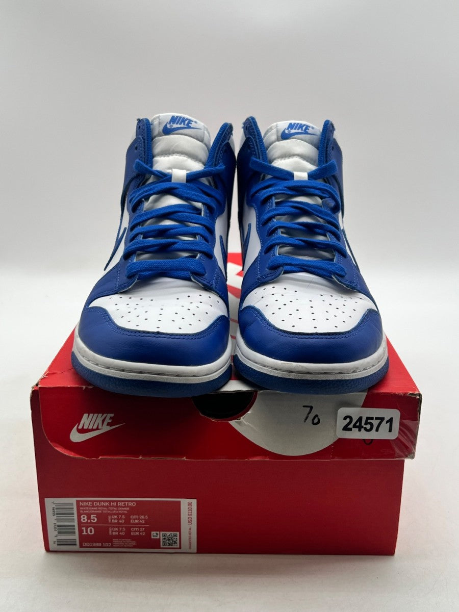 Nike Dunk High Game Royal 8.5 (Lightly Worn Pre-Owned)NikeWhite/Game Royal-Total Orange - Image 2