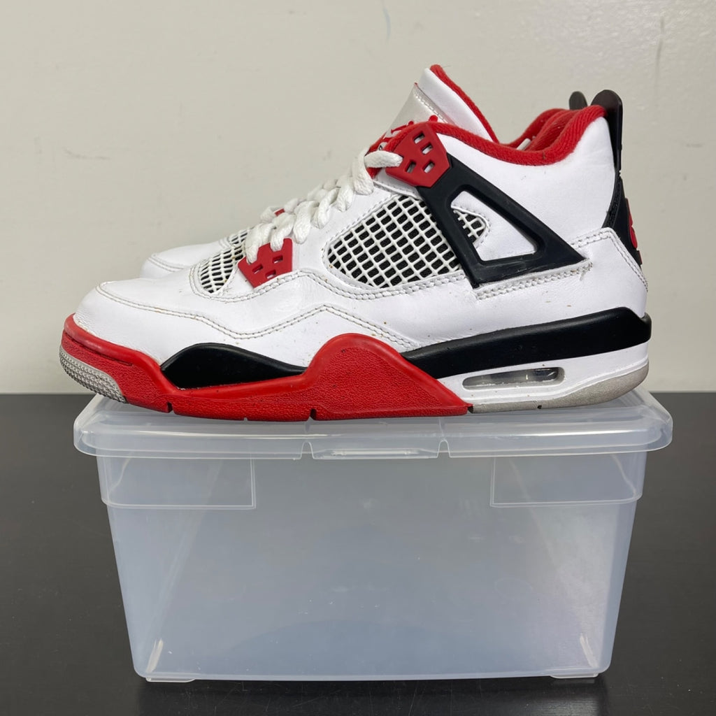 Jordan 4 Retro Fire Red (2020) (GS) 5.5Y (Moderately Worn Pre-Owned)JordanWhite/Black-Tech Grey-Fire Red - Image 3