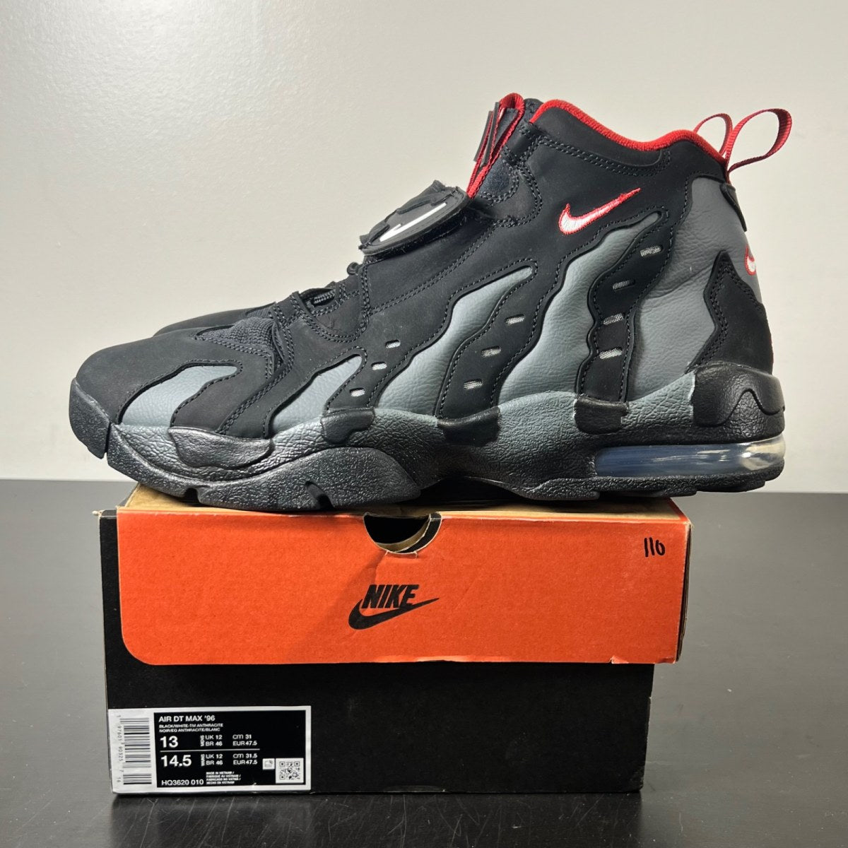 Nike Air DT Max '96 Falcons 13 (Lightly Worn Pre-Owned)NikeBlack/White/Team Anthracite/Metallic Silver/Fire Red - Image 3