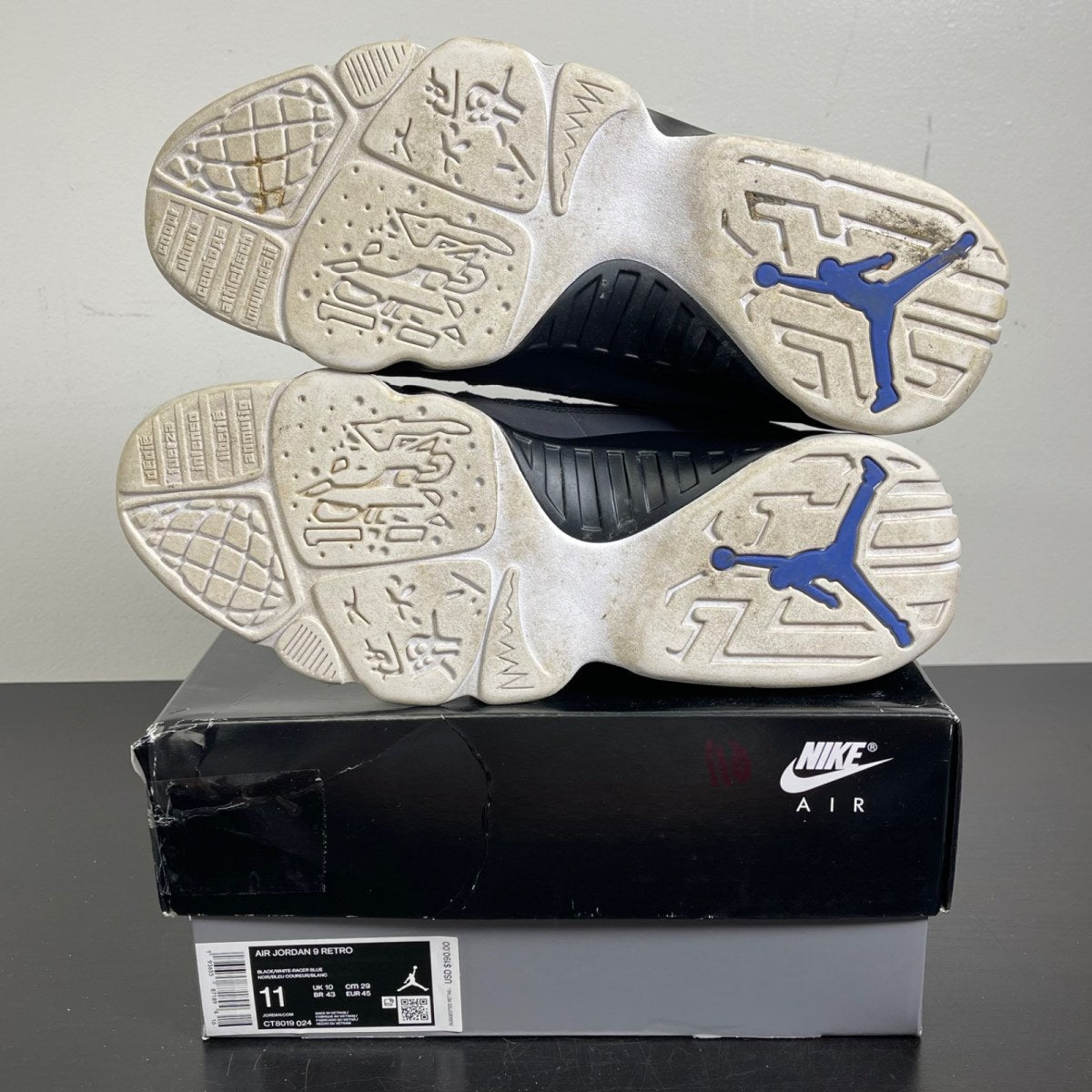 Jordan 9 Retro Racer Blue 11 (Moderately Worn Pre-Owned)JordanBlack/White-Racer Blue - Image 5