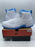Jordan 12 Retro Melo (2025) 12.5 (Moderately Worn Pre-Owned)JordanWhite/University Blue/Metallic Silver - Image 1