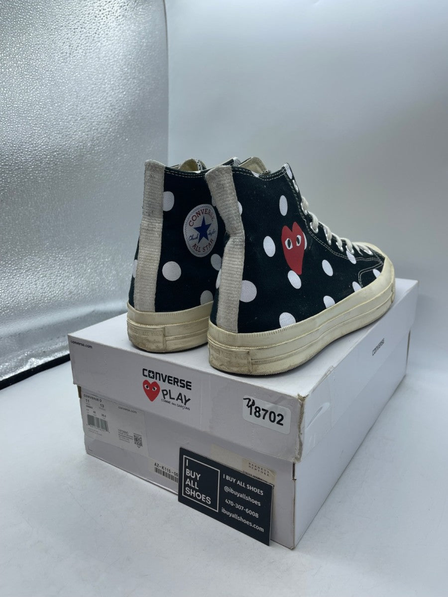 Converse Chuck Taylor All Star 70 Hi Comme des Garcons PLAY Polka Dot Black 11 (Moderately Worn Pre-Owned) - Image 5