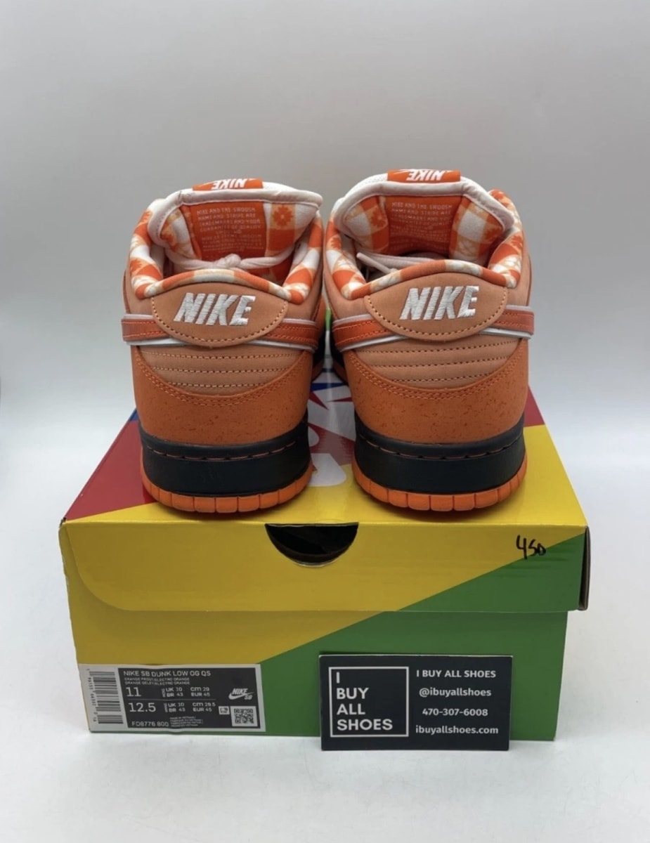Nike SB Dunk Low Concepts Orange Lobster 11 (Lightly Worn Pre-Owned)NikeOrange Frost/Electro Orange/White - Image 3