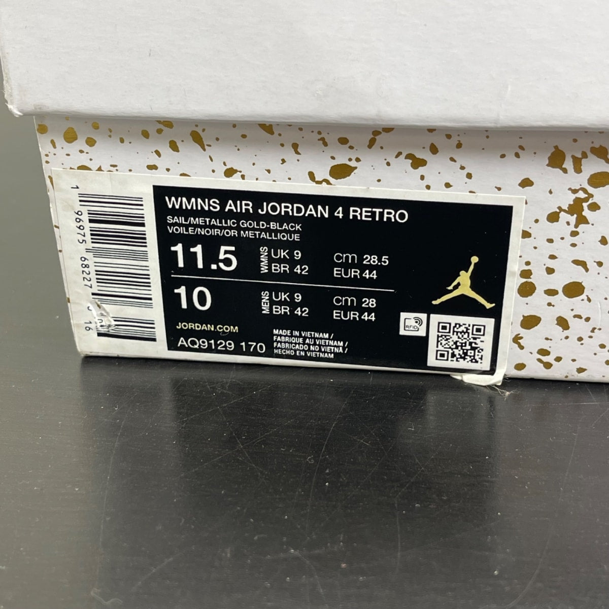 Jordan 4 Retro Metallic Gold (Women's) 11.5W (Moderately Worn Pre-Owned)JordanSail/Metallic Gold/Black - Image 7