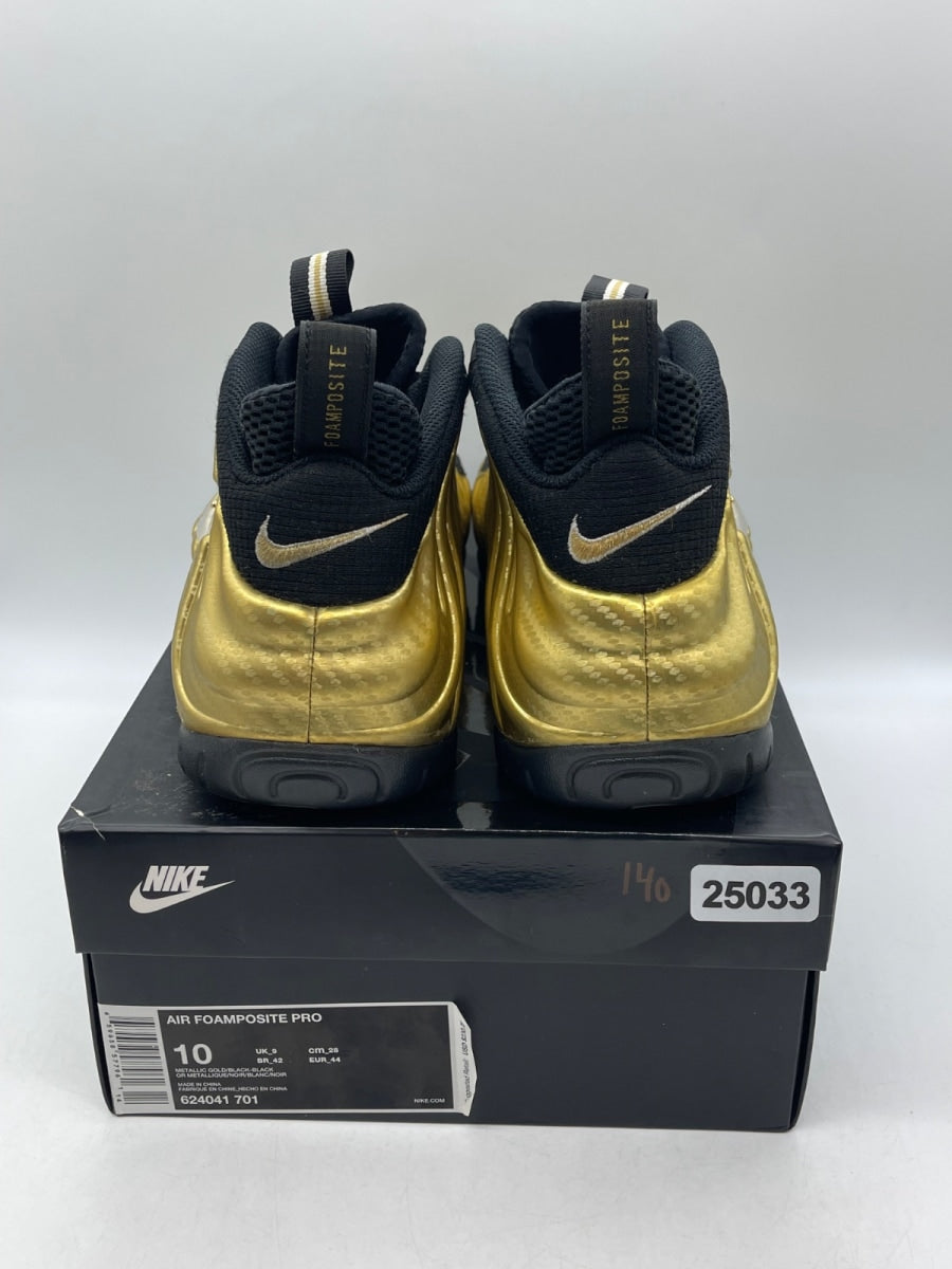 Nike Air Foamposite Pro Metallic Gold 10 (Moderately Worn Pre-Owned)NikeMetallic Gold/Black-Black-White - Image 3