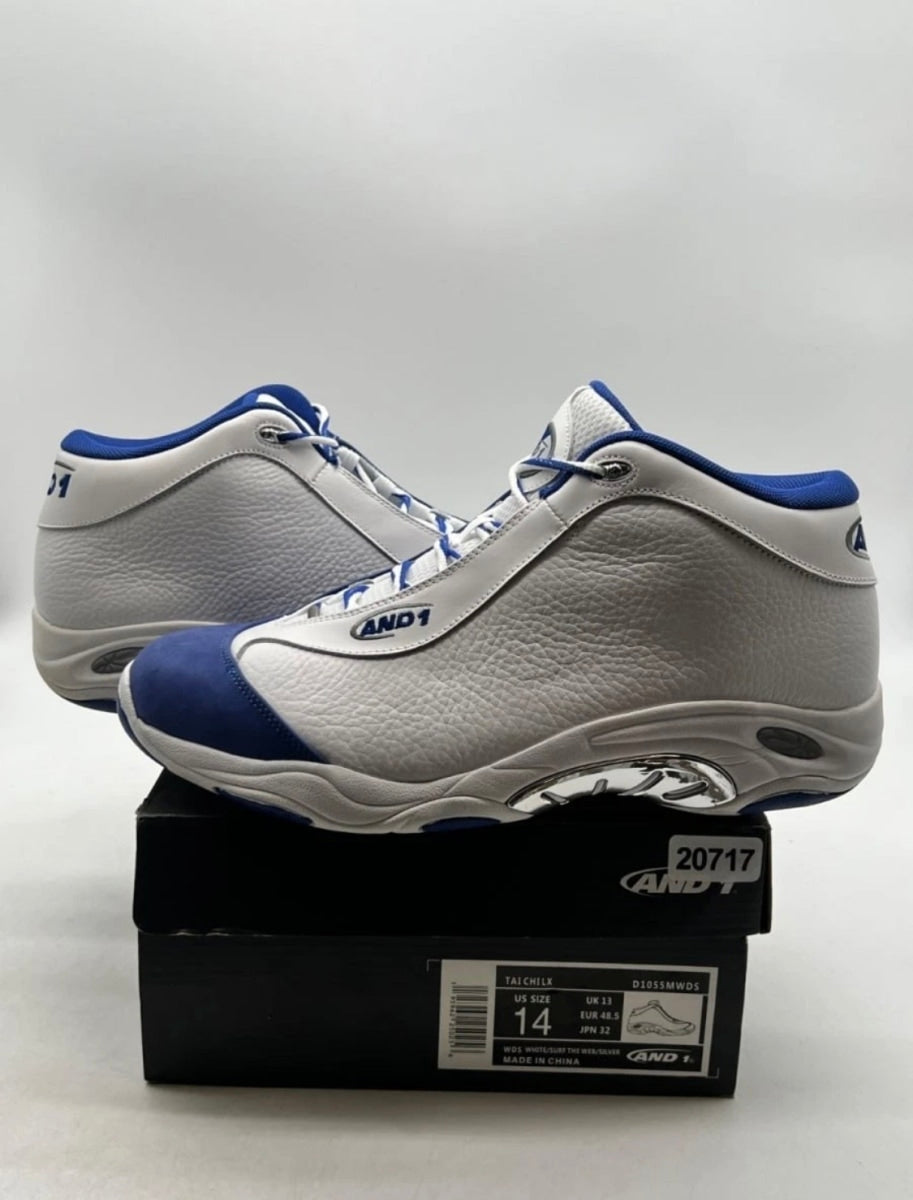 And1 Tai Chi White Navy Blue Silver Grey 14 (Lightly Worn Pre-Owned)And1White/Navy Blue/Silver Grey - Image 1