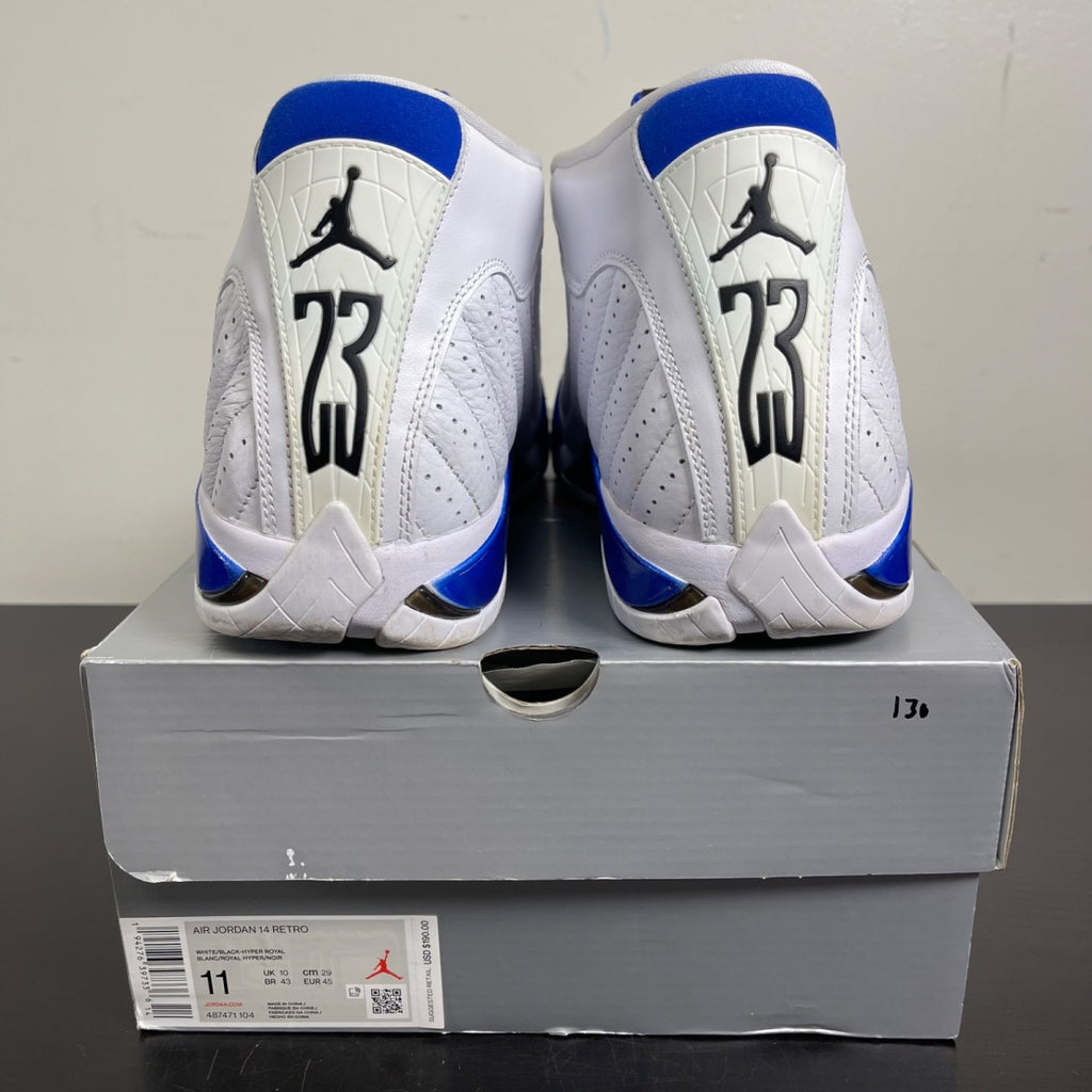 Jordan 14 Retro White Hyper Royal 11 (Moderately Worn Pre-Owned)JordanWhite/Black-Hyper Royal - Image 4