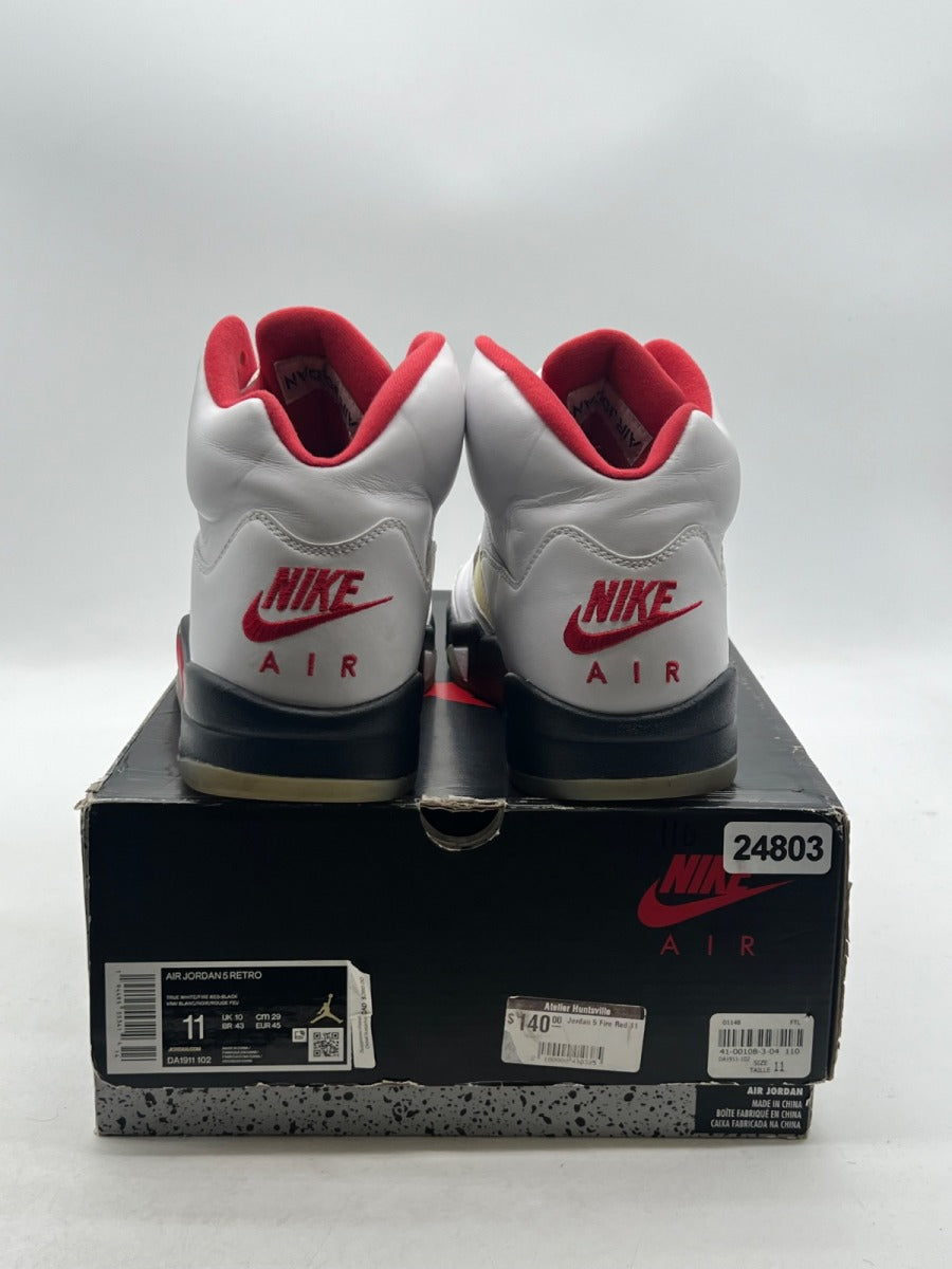 Jordan 5 Retro Fire Red Silver Tongue (2020) 11 (Moderately Worn Pre-Owned)JordanWhite/Black-Metallic Silver-Fire Red - Image 3