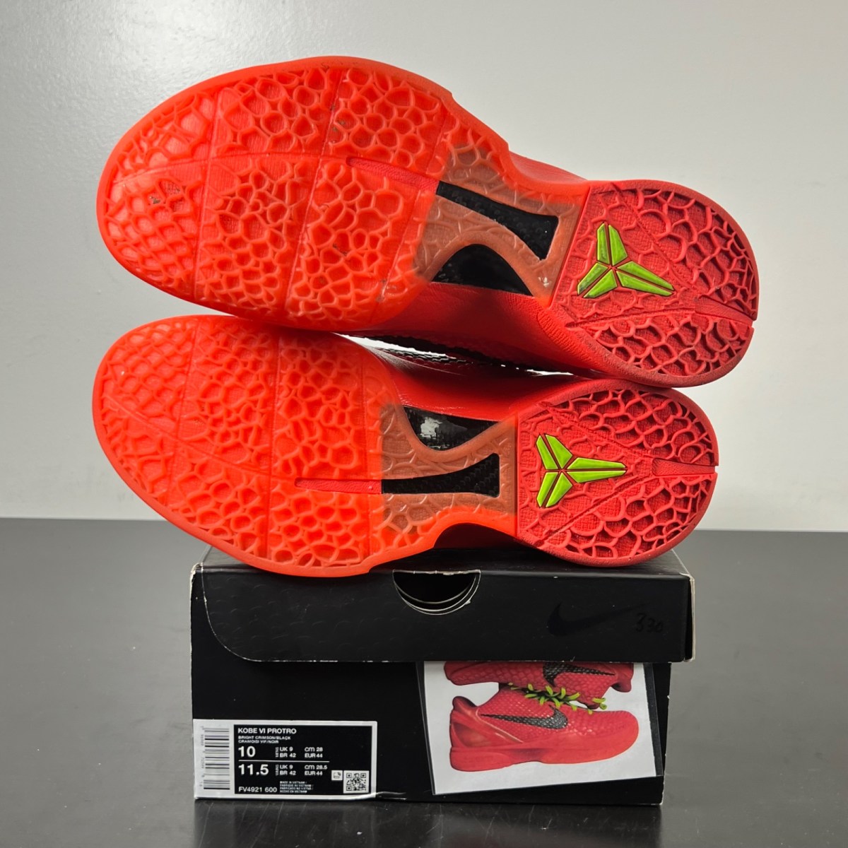 Nike Kobe 6 Protro Reverse Grinch 10 (Lightly Worn Pre-Owned)NikeBright Crimson/Black/Electric Green - Image 6