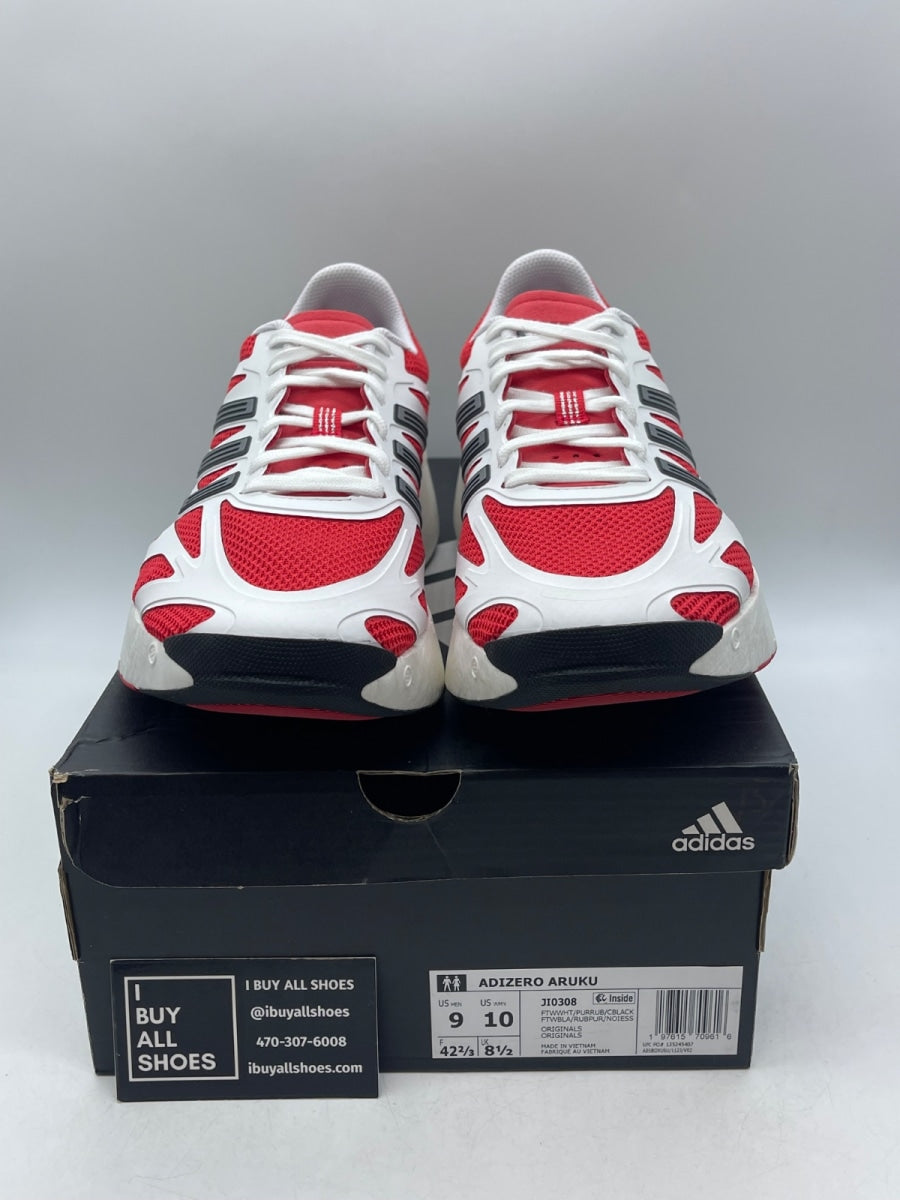 adidas Adizero Aruku White Pure Ruby 9 (Moderately Worn Pre-Owned) - Image 2